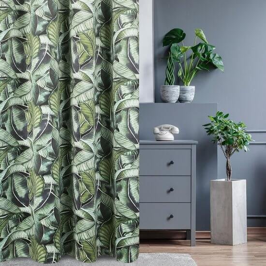 Zasłony z motywem monstery – urban jungle do salonu