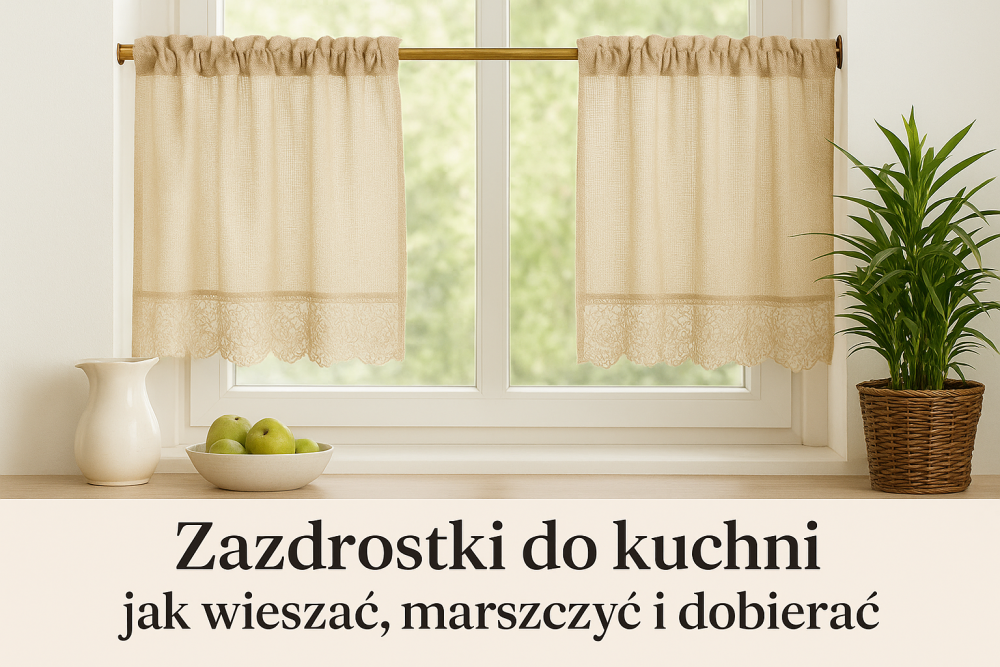 Zazdrostki do kuchni - poradnik na czym wieszać i jak marszczyć firanki zazdrostki