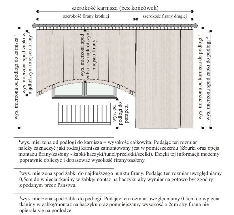 Firana wycięta po łuku