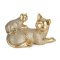 NOWOCZESNA FIGURKA DEKORACYJNA W STYLU GLAMOUR ~ ZŁOTY KOT CERAMICZNY ~ HARIS-6