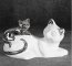 FIGURKA DEKORACYJNA KOTY ~ CERAMICZNE KOTY W KOLORZE BIAŁO SREBRNYM ~ CAT/02