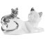 FIGURKA DEKORACYJNA KOTY ~ CERAMICZNE KOTY W KOLORZE BIAŁO SREBRNYM ~ CAT/02