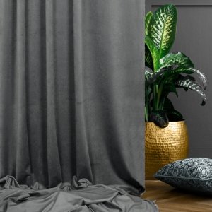 Tkanina zasłonowo - obiciowa typu welur - "Velvet Amore" antracyt - 150