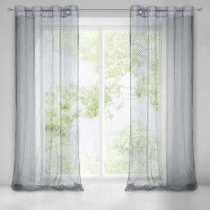 GOTOWA FIRANA Z SIATKI W STYLU BOHO ~ FIRANKI Z SIATKI BEZ PRASOWANIA ~ AIDEN SREBRO ~ 1,4m x 2,5m