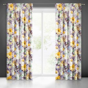 ELEGANCKIE GOTOWE ZASŁONY NA TAŚMIE Z WELURU W KWIATY AMELIE ~ nr 98 ~ 1,40m x 2,70m