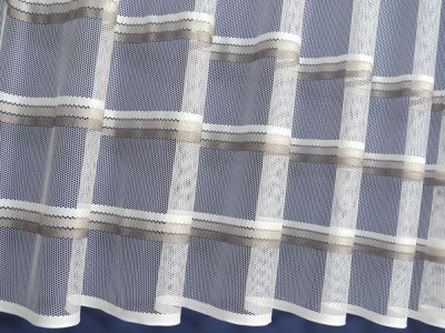 FIRANA Z SIATKI W POZIOME PASY - LAMPASY NA SIATCE PLASTER MIODU ~ "CERIA" KREM + BEŻ ~ 315