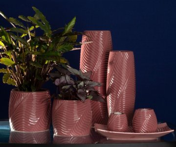 CERAMICZNA PATERA DEKORACYJNA ~ PATERA OZDOBNA W KOLORZE BRUDNEGO RÓŻU ~ SENA/1/PAT/01