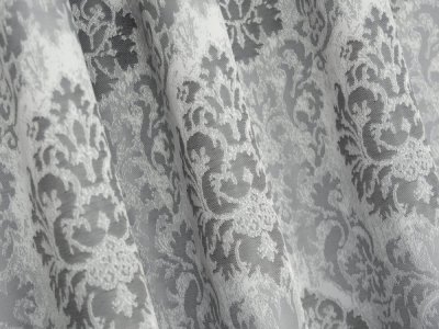 ELEGANCKIE ZASŁONY ŻAKARDOWE W ORNAMENTY ~ "TRACY" SREBRO ~ 150 ~ KUPON 1,75M