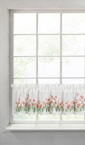 Gotowe zazdrostki w tulipany - prowansalskie zazdrostki z tunelem - Stella - 30x150