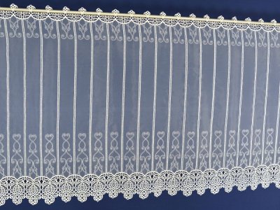 Eleganckie zazdrostki panelowe - organtyna z gipiurą - "Ornament" krem - 90