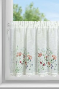 Gotowe zazdrostki w kolorowe kwiaty - prowansalskie zazdrostki z tunelem - Sylwia - 60x150