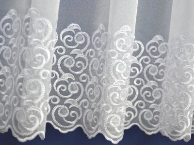 ELEGANCKA FIRANA MARKIZETA HAFTOWANA SZLAKOWO  W ŚLIMACZKI ~ "DOLI" BIEL ~ 175