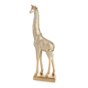 NOWOCZESNA FIGURKA DEKORACYJNA W STYLU GLAMOUR ~ ZŁOTA ŻYRAFA CERAMICZNA ~ HARIS-4