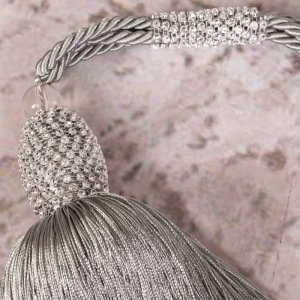 CHWOST DO ZASŁON W STYLU GLAMOUR ~ CHWOST DO PODPIĘCIA ZASŁON Z CYRKONIAMI ~ SC/KATE ~ SREBRO