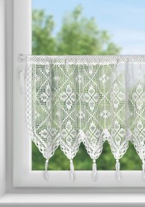 Szydełkowa zazdrostka do kuchni - gotowa zazdrostka koronkowa - Jagna biel - 60x150