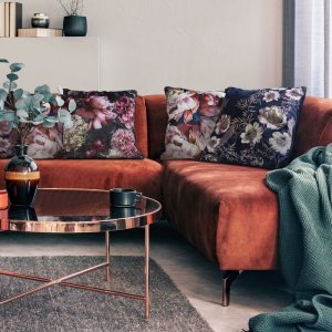 WELUROWA POSZEWKA DEKORACYJNA ~ VELVET 11 ~ 45x45 ~ KREM + NIEBIESKI