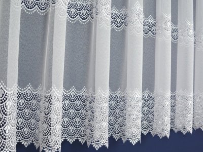 ELEGANCKA FIRANA Z GIPIURĄ - MARKIZETA Z GIPIURĄ 2 SZLAKI GIPIURY ~ "KORTEZ" - BIEL ~ 175