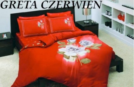 EKSKLUZYWNA POŚCIEL TAC ~ 200X220 6cz ~ LINIA SATIN ~ GRETA ~ CZERWIEŃ