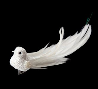 OZDOBA CHOINKOWA SW/OZD/BIRD/45-1 ~ PTAK ~ BIEL ~ kpl. 6szt