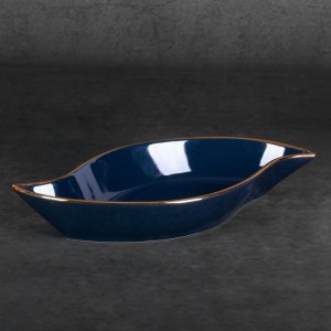 ELEGANCKA GRANATOWO ZŁOTA PATERA CERAMICZNA ~ NOWOCZESNA PATERA DEKORACYJNA ~ AMORA1-2