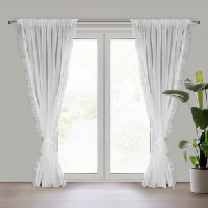 ROMANTYCZNA FIRANA GOTOWA NA TAŚMIE Z TUNELEM ~ FIRANA GOTOWA Z FALBANKAMI ~ KAREN ~ 1,40m x 2,70m