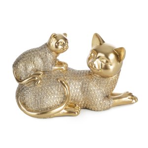NOWOCZESNA FIGURKA DEKORACYJNA W STYLU GLAMOUR ~ ZŁOTY KOT CERAMICZNY ~ HARIS-6