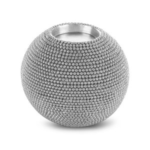 NOWOCZESNY ŚWIECZNIK DEKORACYJNY W STYLU GLAMOUR ~ SREBRNY ŚWIECZNIK CERAMICZNY ~ ELDO/1