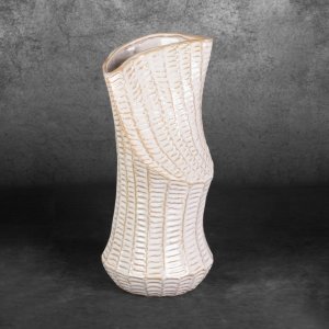 PIĘKNY WAZON W STYLU FRANCUSKIM ~ KREMOWO ZŁOTY WAZON CERAMICZNY ~ LIZA-02