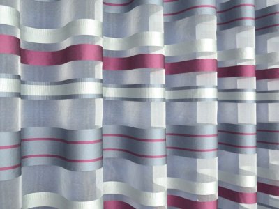 FIRANY Z ORGANTYNY - NOWOCZESNA ORGANTYNA W PASY ~ "FUSION" FIOLET + STAL ~ 300