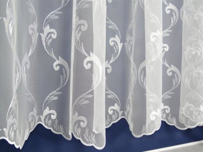 ELEGANCKA FIRANA Z TIULU ~ TIUL HAFTOWANY W A'LA ORNAMENTY ~ "MIRIAM" BIEL ~ 300