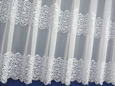 ELEGANCKA FIRANA MARKIZETA HAFTOWANA SZLAKOWO  W ŚLIMACZKI ~ "DOLI" BIEL ~ 175