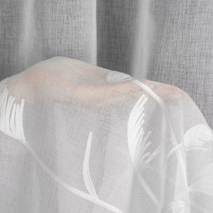 Firana etamina biała z kordonkowym haftem roślinnym — nowoczesna i subtelna