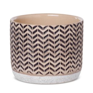 DONICZKA DEKORACYJNA ZE WZOREM ZYG-ZAG ~ CERAMICZNA DONICA NA KWIATY ~ KERI/02 ~ KPL. 2SZT.