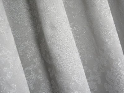 EKSKLUZYWNE ZASŁONY W ORNAMENTY "ARIA" POPIELATY + SREBRNY ~ 280 ~ KUPON 1,25M