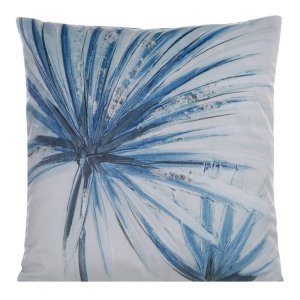 WELUROWA POSZEWKA DEKORACYJNA ~ VELVET 11 ~ 45x45 ~ KREM + NIEBIESKI