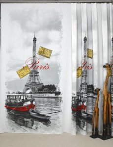 MŁODZIEŻOWE ZASŁONY PANELOWE - BAWEŁNA DRUKOWANA "PARYŻ" ~ 140x280