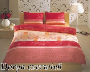 EKSKLUZYWNA POŚCIEL TAC ~ 200X220 6cz ~ LINIA SATIN ~ DORYA ~ CZERWIEŃ + RÓŻ