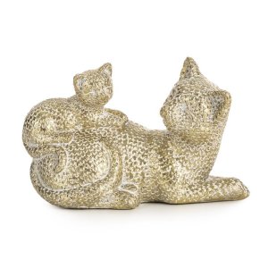 NOWOCZESNA FIGURKA DEKORACYJNA W STYLU GLAMOUR ~ KOT CERAMICZNY SZAMPAN ~ ELVIN-7