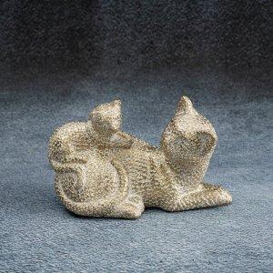 NOWOCZESNA FIGURKA DEKORACYJNA W STYLU GLAMOUR ~ KOT CERAMICZNY SZAMPAN ~ ELVIN-7