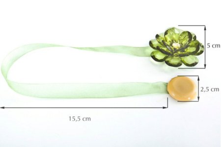 MAGNES DO FIRAN I ZASŁON ~ UPINACZ DEKORACYJNY Z MAGNESEM ~ KRYSZTAŁOWY KWIAT ~ M/2 ~ SAŁATA ~ 2 SZT