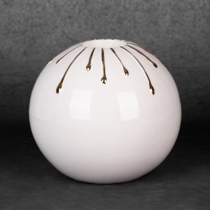 BIAŁO ZŁOTY ŚWIECZNIK CERAMICZNY ~ ELEGANCKI ŚWIECZNIK W STYLU GLAM ~ LUIS3