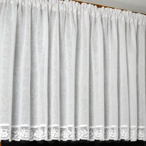 Naturalna zazdrostka z etaminy z koronką LARISA 90cm