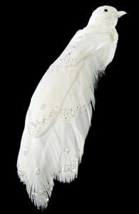 OZDOBA CHOINKOWA SW/OZD/BIRD/36-1 ~ PTAK ~ BIEL ~ kpl. 6szt