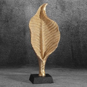 NOWOCZESNA FIGURKA DEKORACYJNA W STYLU GLAMOUR ~ ZŁOTY LIŚĆ CERAMICZNY ~ ELDO/7