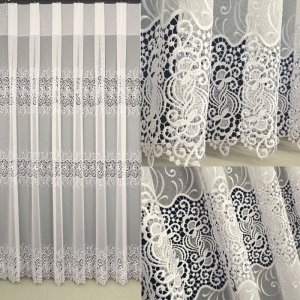Kremowa firana markizeta z gipiurą Margarita biała 280 cm – elegancka dekoracja okna