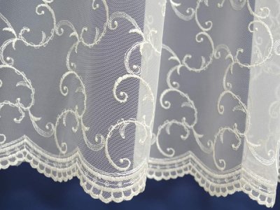 ELEGANCKA FIRANA Z TIULU - TIUL HAFTOWANY ~ "POLITO" KREM ~ 300 ~ KUPON 1,95M