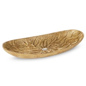 ZŁOTO PATERA DEKORACYJNA W STYLU GLAMOUR ~ PATERA CERAMICZNA ~ KIARA/01