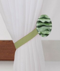 Magnes do firan i zasłon - Upinacz dekoracyjny z magnesem - M/20 - zieleń