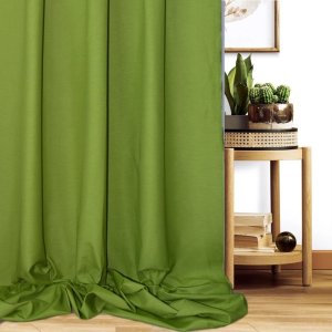 Jednokolorowa tkanina zasłonowa Ikea - "Canvas" zieleń - 140