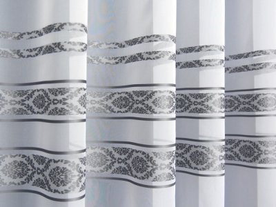 NOWOCZESNE FIRANY Z WOALU Z ORNAMENTOWYMI LAMPASAMI ~ "DAMASK" ~ 290